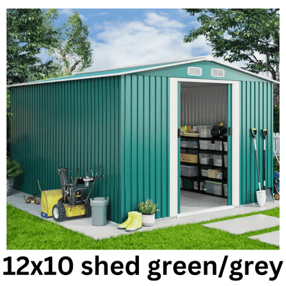 Metal Garden Shed – Heavy Duty Galvanised Steel Shed with Floor, Outdoor Garden Storage & Workshop Building, Apex & Pent Roof - Rackerman