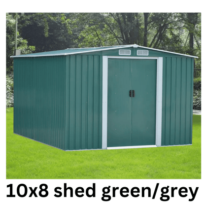 Metal Garden Shed – Heavy Duty Galvanised Steel Shed with Floor, Outdoor Garden Storage & Workshop Building, Apex & Pent Roof - Rackerman