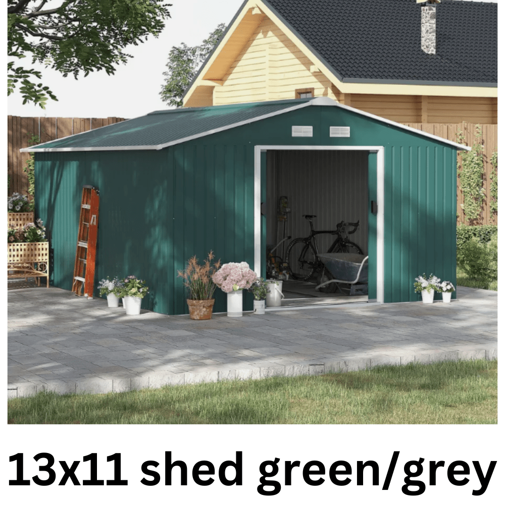 Metal Garden Shed – Heavy Duty Galvanised Steel Shed with Floor, Outdoor Garden Storage & Workshop Building, Apex & Pent Roof - Rackerman
