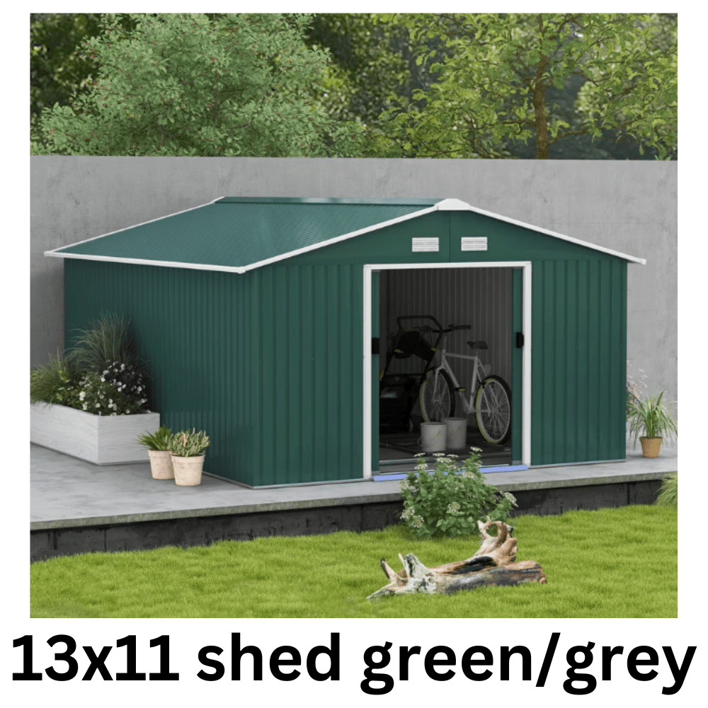 Metal Garden Shed – Heavy Duty Galvanised Steel Shed with Floor, Outdoor Garden Storage & Workshop Building, Apex & Pent Roof - Rackerman