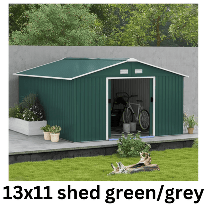 Metal Garden Shed – Heavy Duty Galvanised Steel Shed with Floor, Outdoor Garden Storage & Workshop Building, Apex & Pent Roof - Rackerman