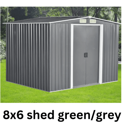 Metal Garden Shed – Heavy Duty Galvanised Steel Shed with Floor, Outdoor Garden Storage & Workshop Building, Apex & Pent Roof - Rackerman