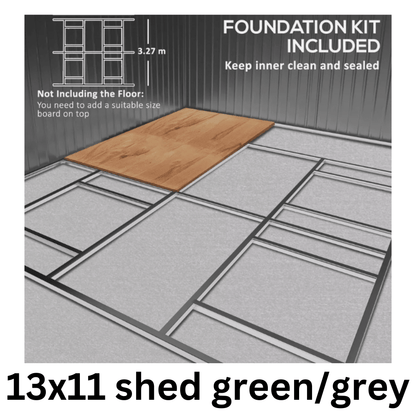 Metal Garden Shed – Heavy Duty Galvanised Steel Shed with Floor, Outdoor Garden Storage & Workshop Building, Apex & Pent Roof - Rackerman