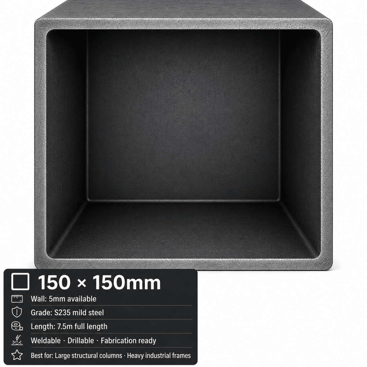 Mild Steel Box Section 3m – S235 Square Hollow Section (SHS) - Rackerman