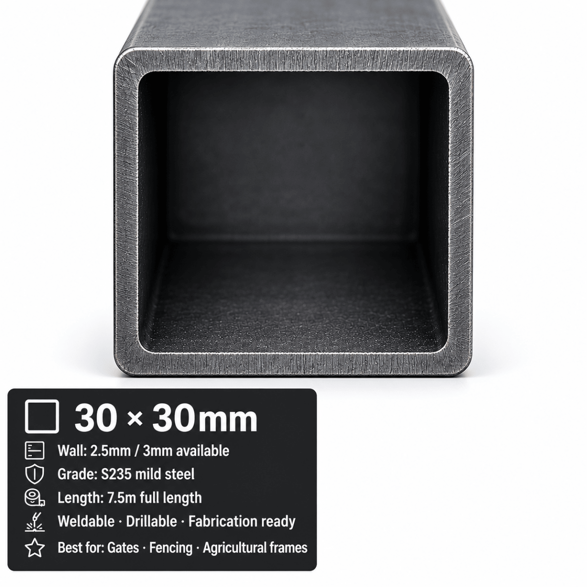 Mild steel box section 3m 40x40mm square tube