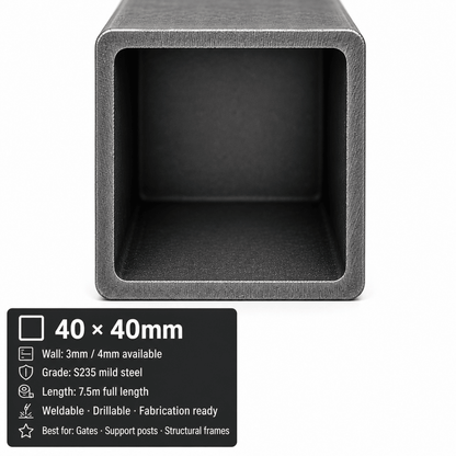 Mild Steel Box Section – S235 Square Hollow Section SHS, 7.5m Lengths & Cut to Size, Steel Square Tube for Frames, Gates & Fabrication - Rackerman