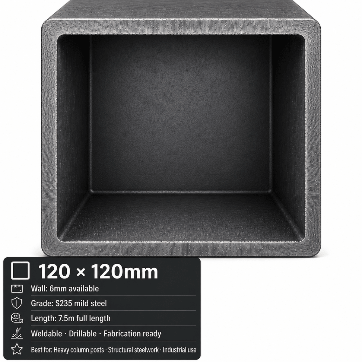 Mild Steel Box Section – S235 Square Hollow Section SHS, 7.5m Lengths & Cut to Size, Steel Square Tube for Frames, Gates & Fabrication - Rackerman