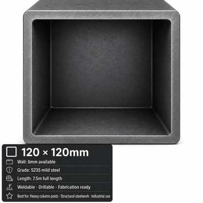 Mild Steel Box Section – S235 Square Hollow Section SHS, 7.5m Lengths & Cut to Size, Steel Square Tube for Frames, Gates & Fabrication - Rackerman