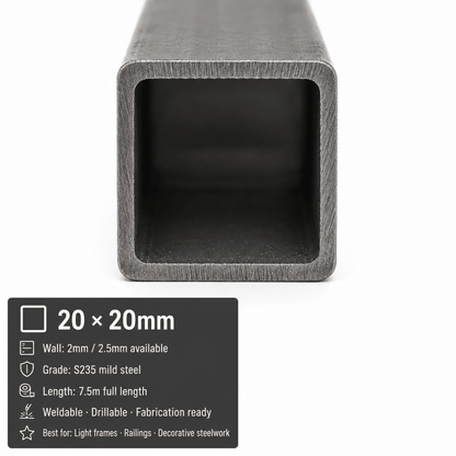 Mild Steel Box Section – S235 Square Hollow Section SHS, 7.5m Lengths & Cut to Size, Steel Square Tube for Frames, Gates & Fabrication - Rackerman