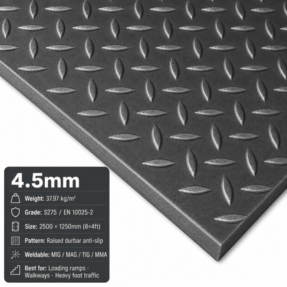 Mild Steel Durbar Checker Plate & Steel Tread Plate – S275 | 8x4 & 2m x 1m - Rackerman