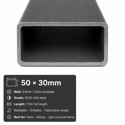 Mild steel RHS 100x50mm rectangular steel box section