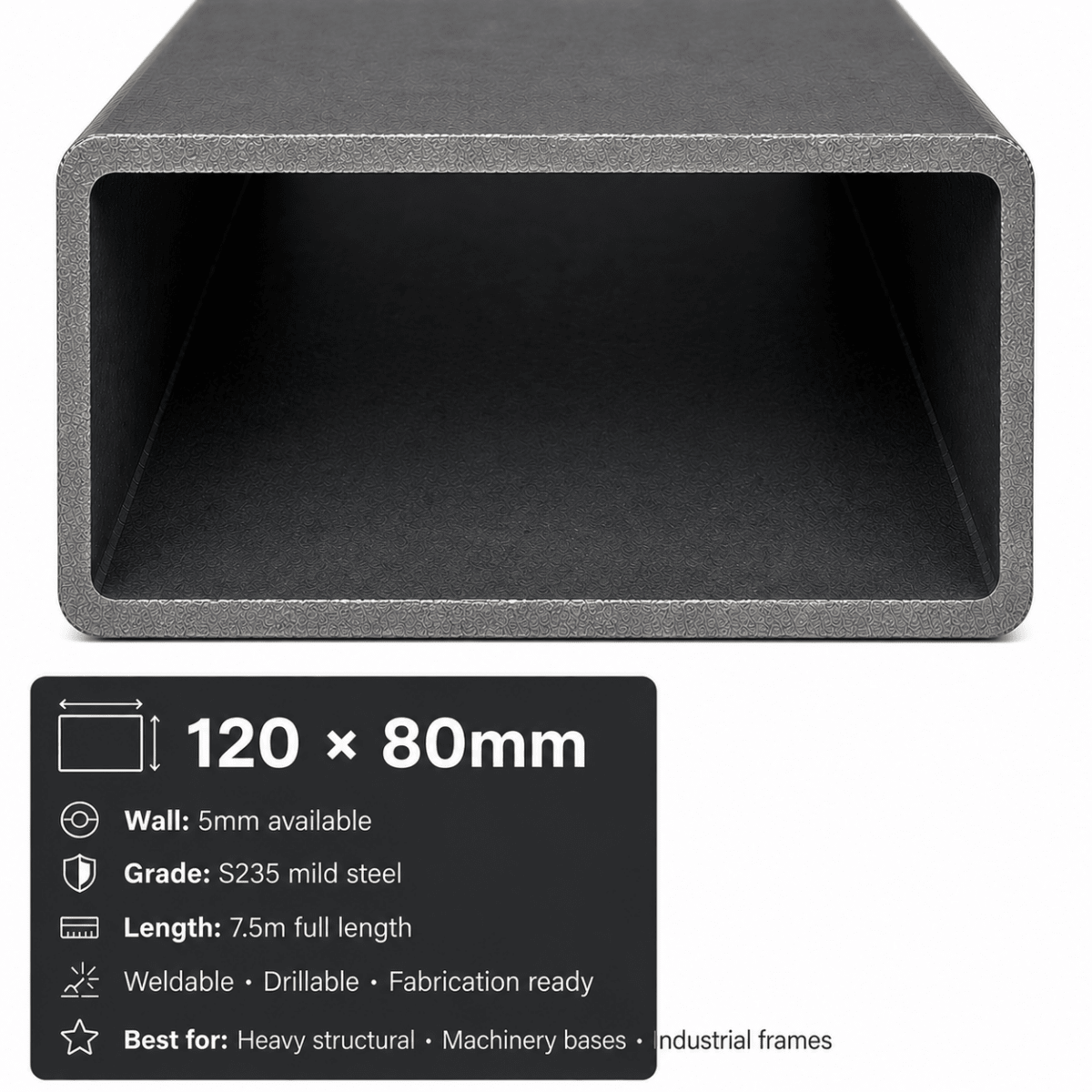 Mild steel rectangular hollow section bundle of 7.5m lengths
