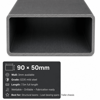Mild steel rectangular hollow section mill finish surface