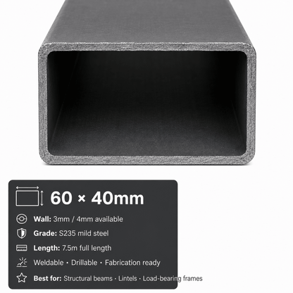 Mild steel RHS 50x25mm rectangular hollow section
