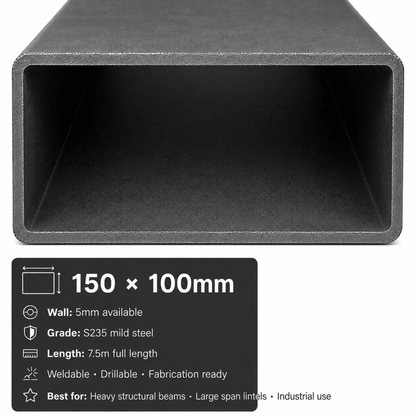 Mild steel RHS 75x50mm rectangular hollow section