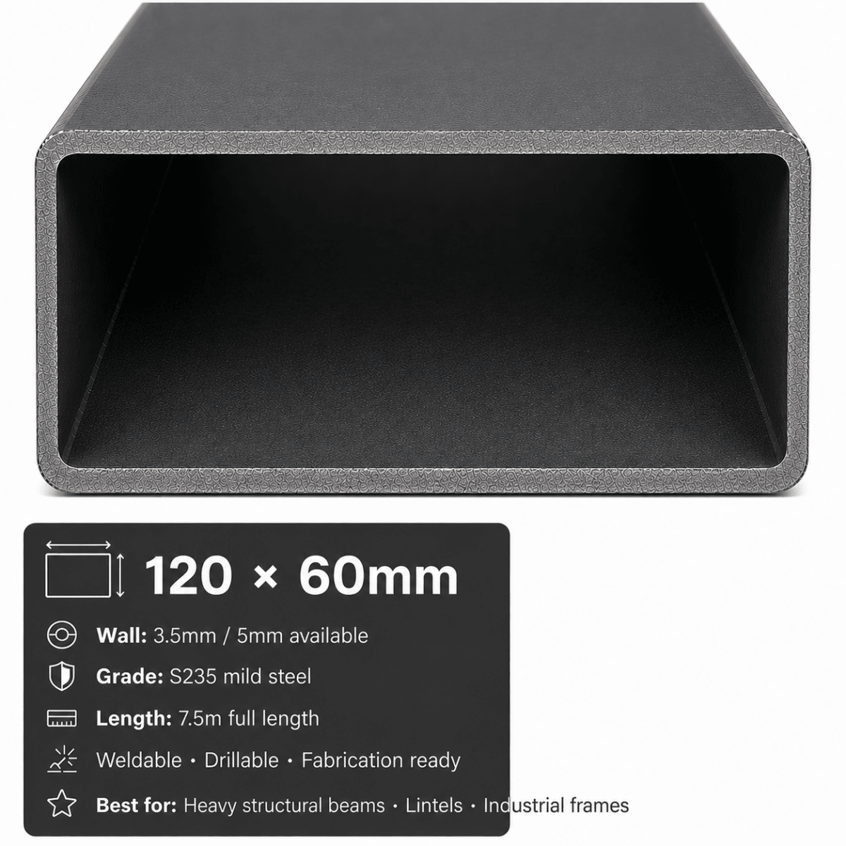 Mild steel RHS 60x40mm rectangular steel tube