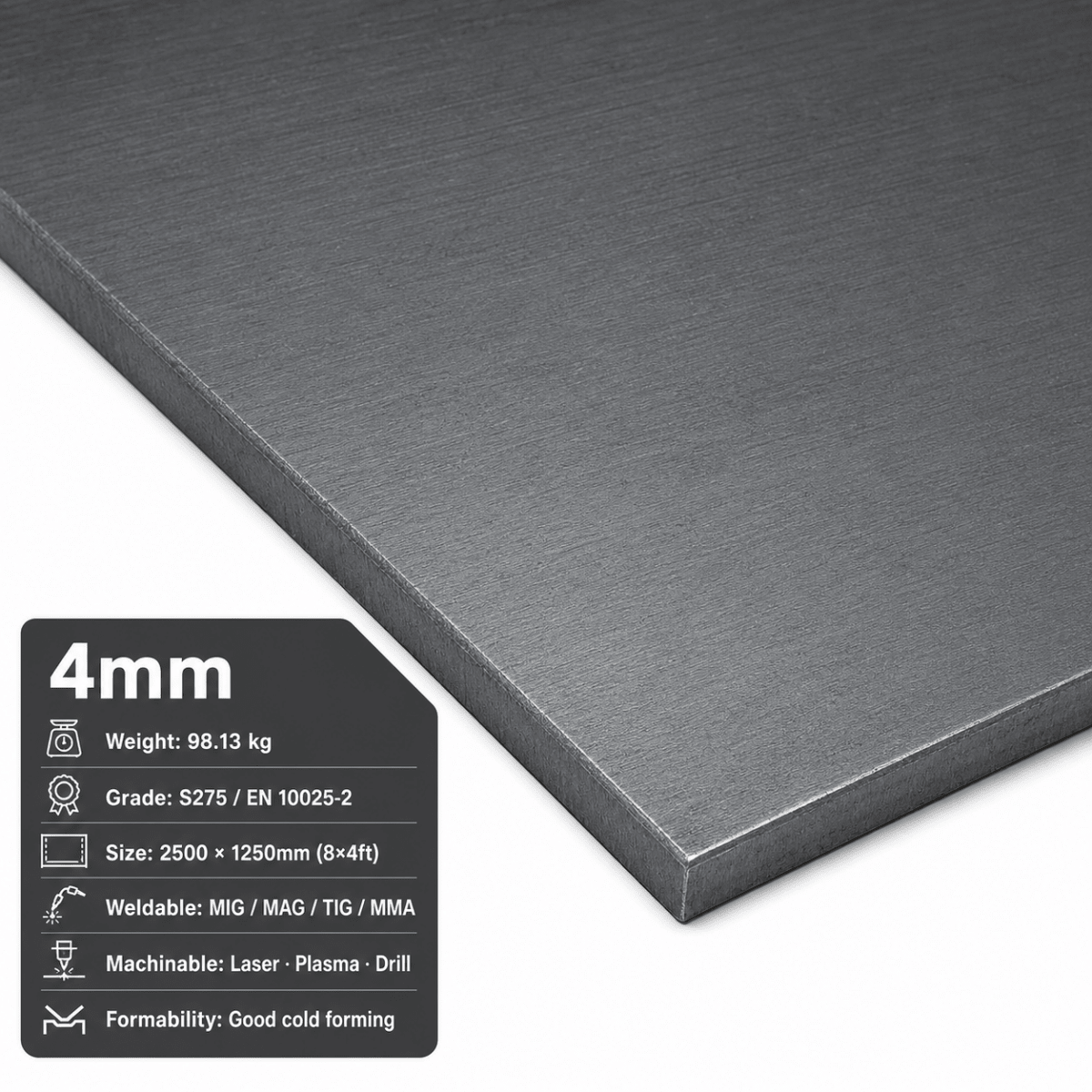 Mild Steel Sheet & Plate – CR4 Cold Rolled & S275 | 8x4, 2m x 1m & 3m x 1.5m - Rackerman