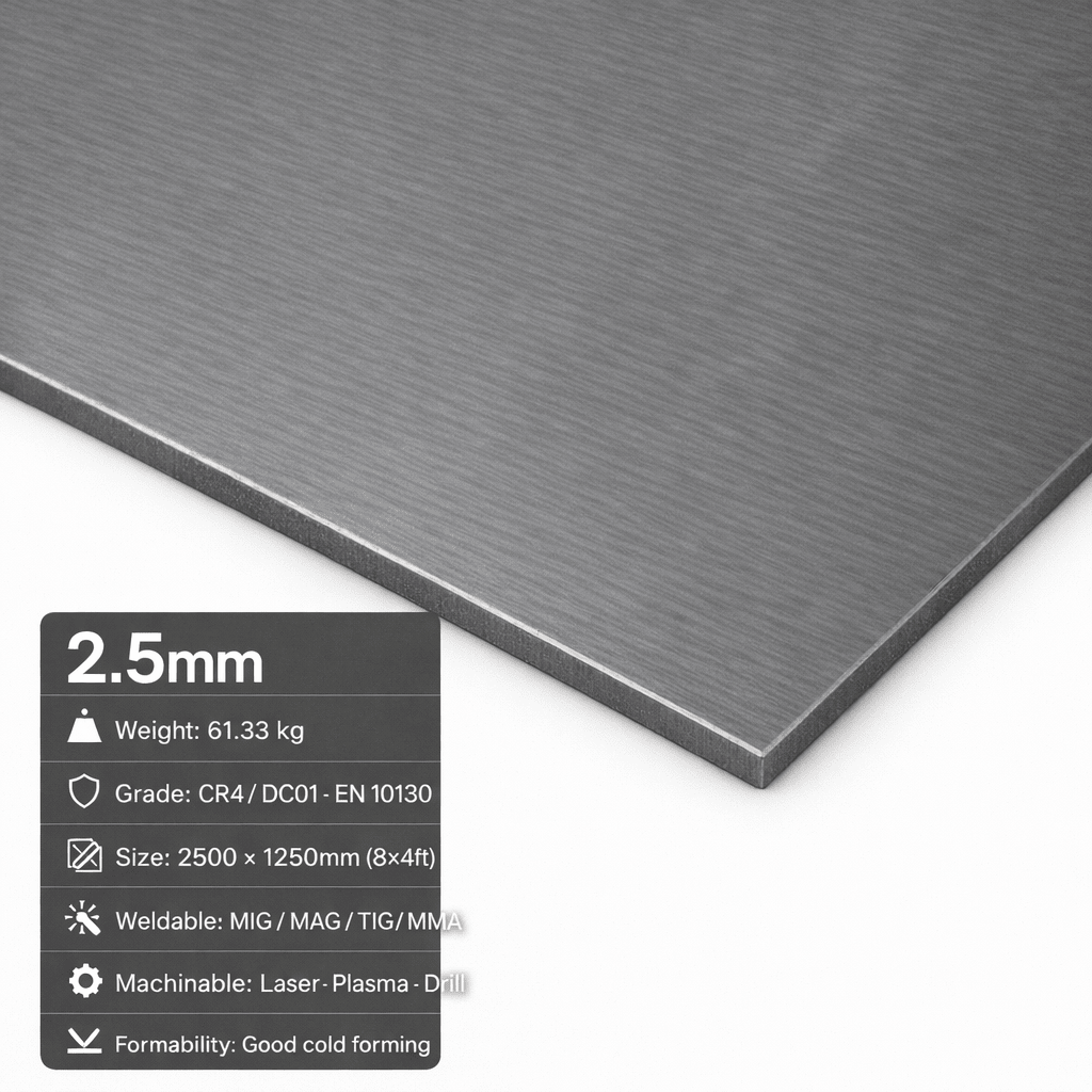 Mild Steel Sheet & Plate – CR4 Cold Rolled & S275 | 8x4, 2m x 1m & 3m x 1.5m - Rackerman