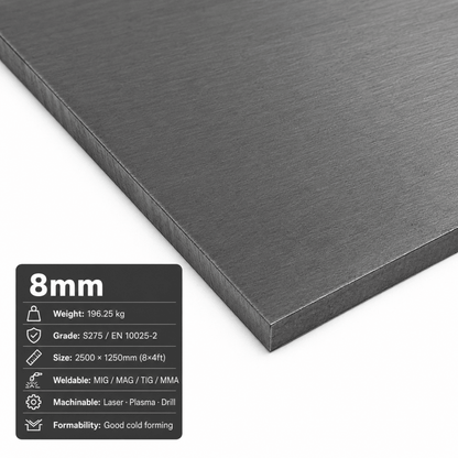 Mild Steel Sheet & Plate – CR4 Cold Rolled & S275 | 8x4, 2m x 1m & 3m x 1.5m - Rackerman