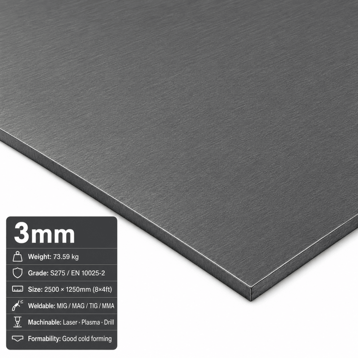 Mild Steel Sheet & Plate – CR4 Cold Rolled & S275 | 8x4, 2m x 1m & 3m x 1.5m - Rackerman