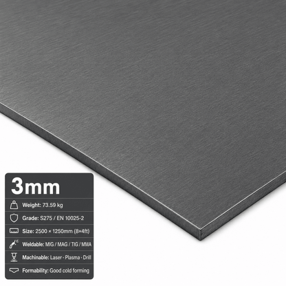 Mild Steel Sheet & Plate – CR4 Cold Rolled & S275 | 8x4, 2m x 1m & 3m x 1.5m - Rackerman