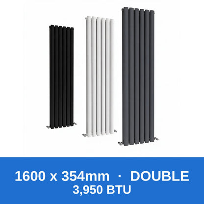 Oval column radiator 1600 x 354mm double panel in black, white and anthracite grey - Rackerman