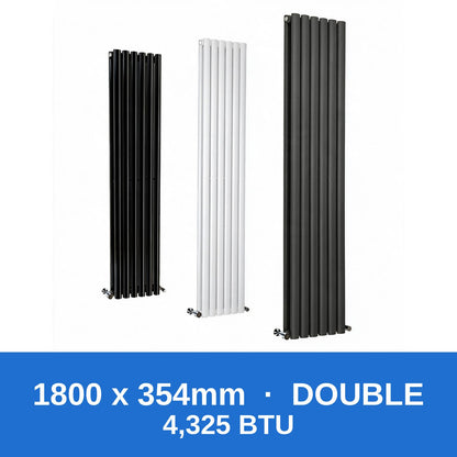 Oval column radiator 1800 x 354mm double panel in black, white and anthracite grey - Rackerman