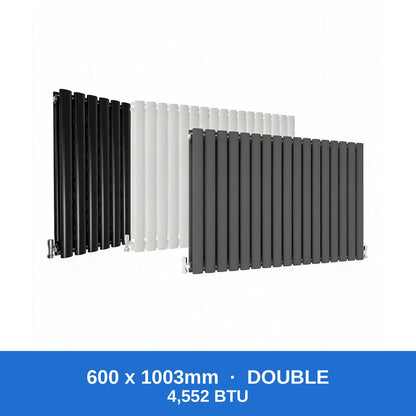Oval column radiator 600 x 1003mm double panel in black, white and anthracite grey - Rackerman
