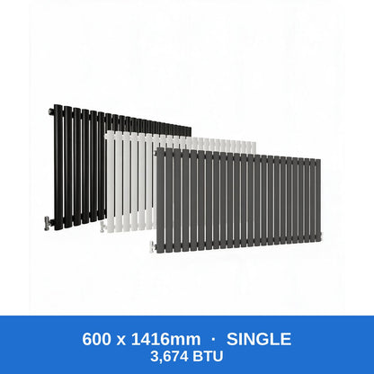 Oval column radiator 600 x 1416mm single panel in black, white and anthracite grey - Rackerman