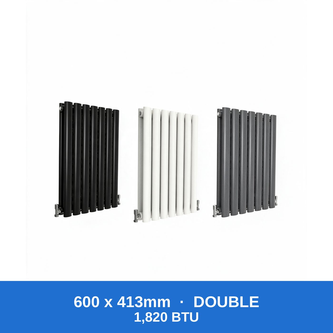 Oval column radiator 600 x 413mm double panel in black, white and anthracite grey - Rackerman
