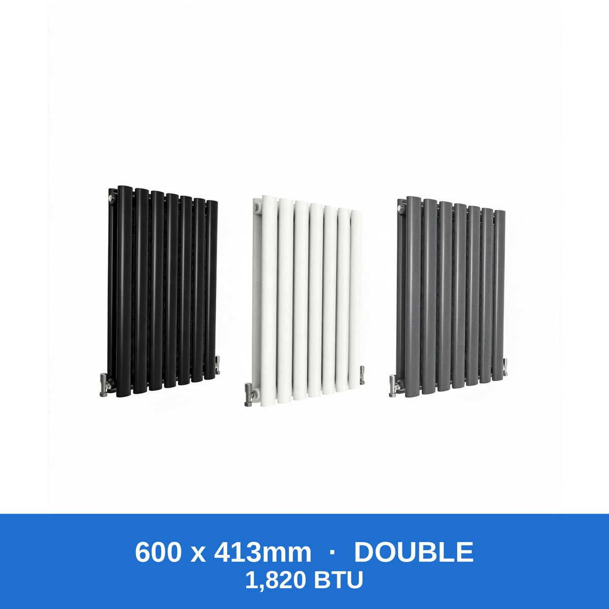 Oval column radiator 600 x 413mm double panel in black, white and anthracite grey - Rackerman
