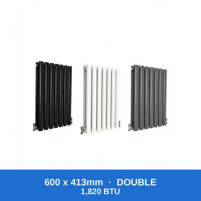 Oval column radiator 600 x 413mm double panel in black, white and anthracite grey - Rackerman