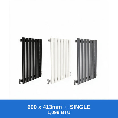 Oval column radiator 600 x 413mm single panel in black, white and anthracite grey - Rackerman