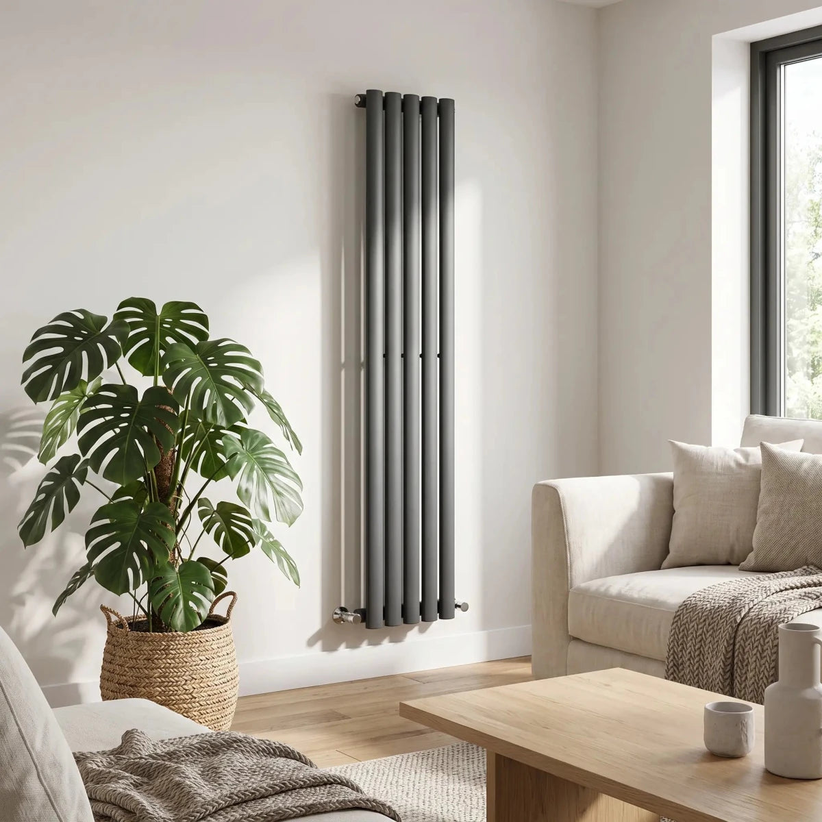 Oval Column Radiators — Designer Vertical & Horizontal, Oval Panel Profile, Anthracite, Black & White Central Heating Radiators - Rackerman
