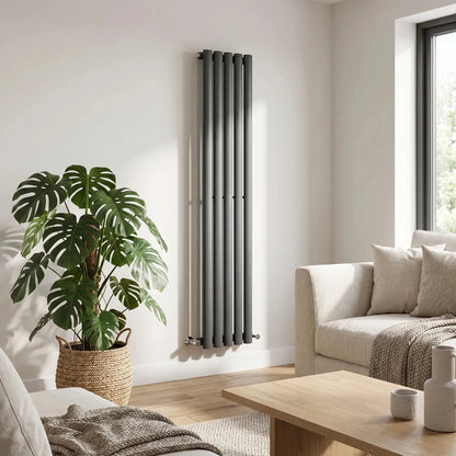 Oval Column Radiators — Designer Vertical & Horizontal, Oval Panel Profile, Anthracite, Black & White Central Heating Radiators - Rackerman