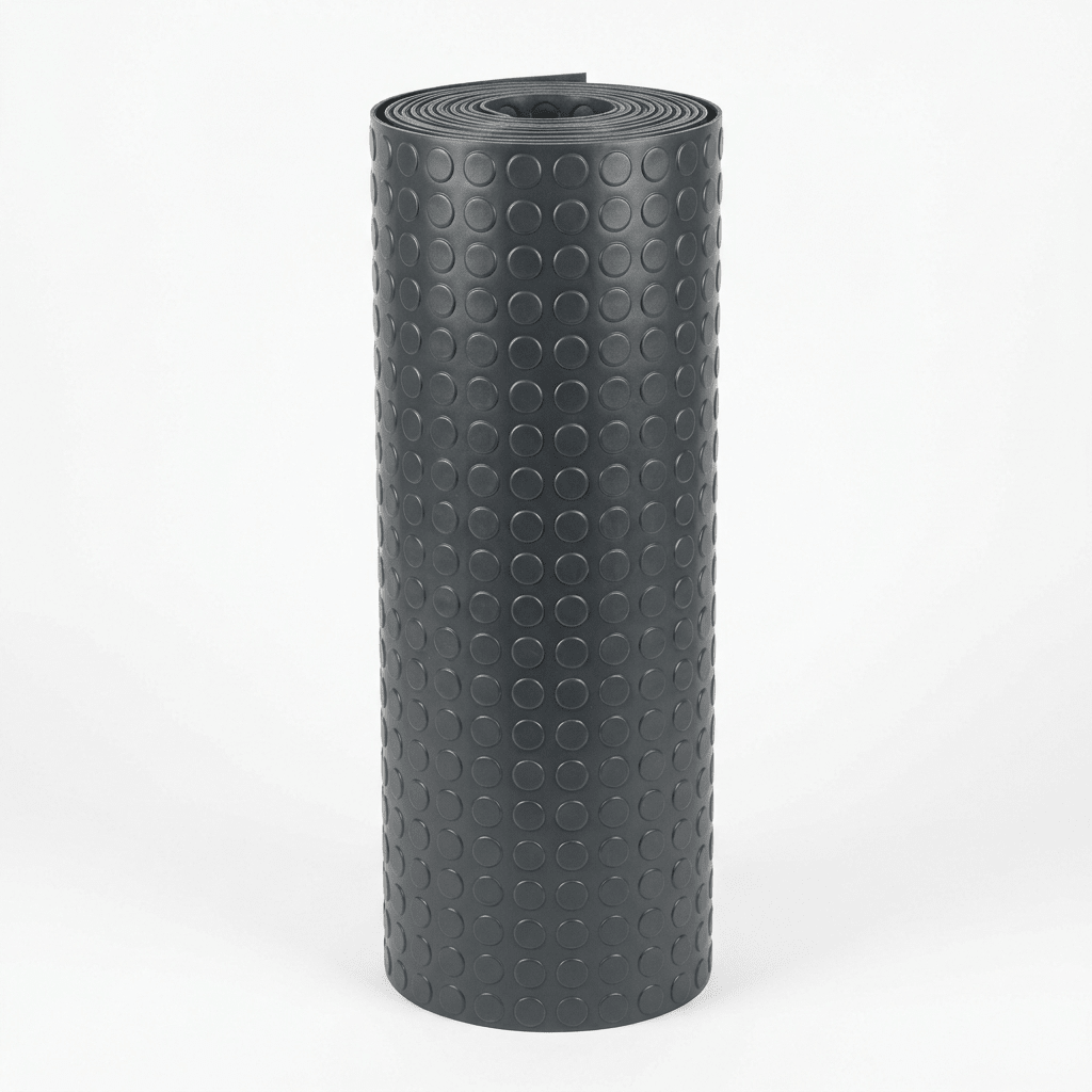 PVC Rubber Garage Flooring – 2m Wide Graphite Grey Roll, Coin & Checker Plate, 2.5mm, Cut to Length, Non-Slip Garage & Workshop Matting - Rackerman