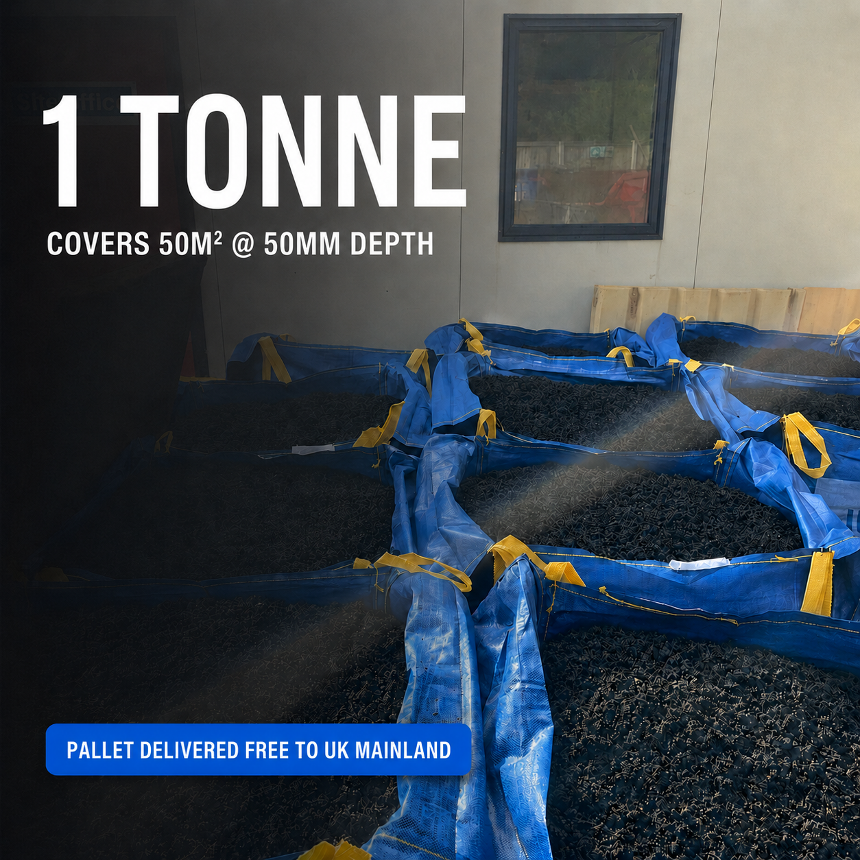 Playground rubber chippings installed as decorative garden surface