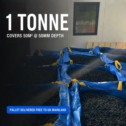 Playground rubber chippings installed as decorative garden surface