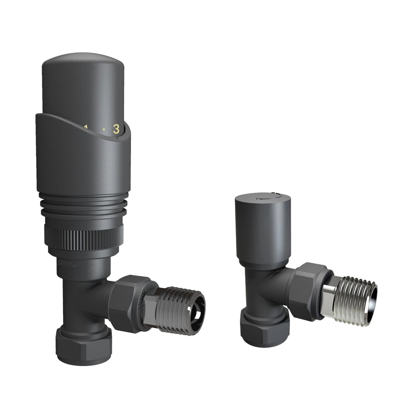 Angled Radiator Valves UK | Chrome Black Anthracite Manual & Thermostatic Pairs