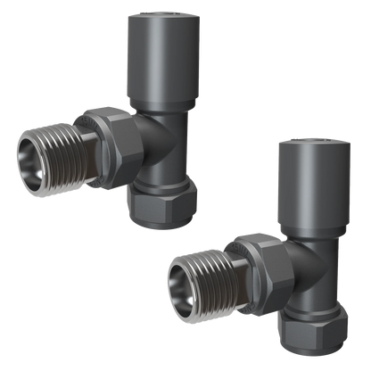 Angled Radiator Valves UK | Chrome Black Anthracite Manual & Thermostatic Pairs