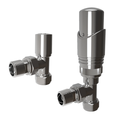 Angled Radiator Valves UK | Chrome Black Anthracite Manual & Thermostatic Pairs