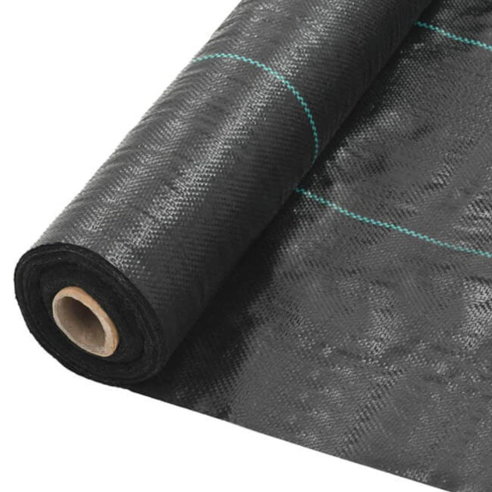 Heavy duty 100gsm woven weed control membrane roll - black landscape fabric
