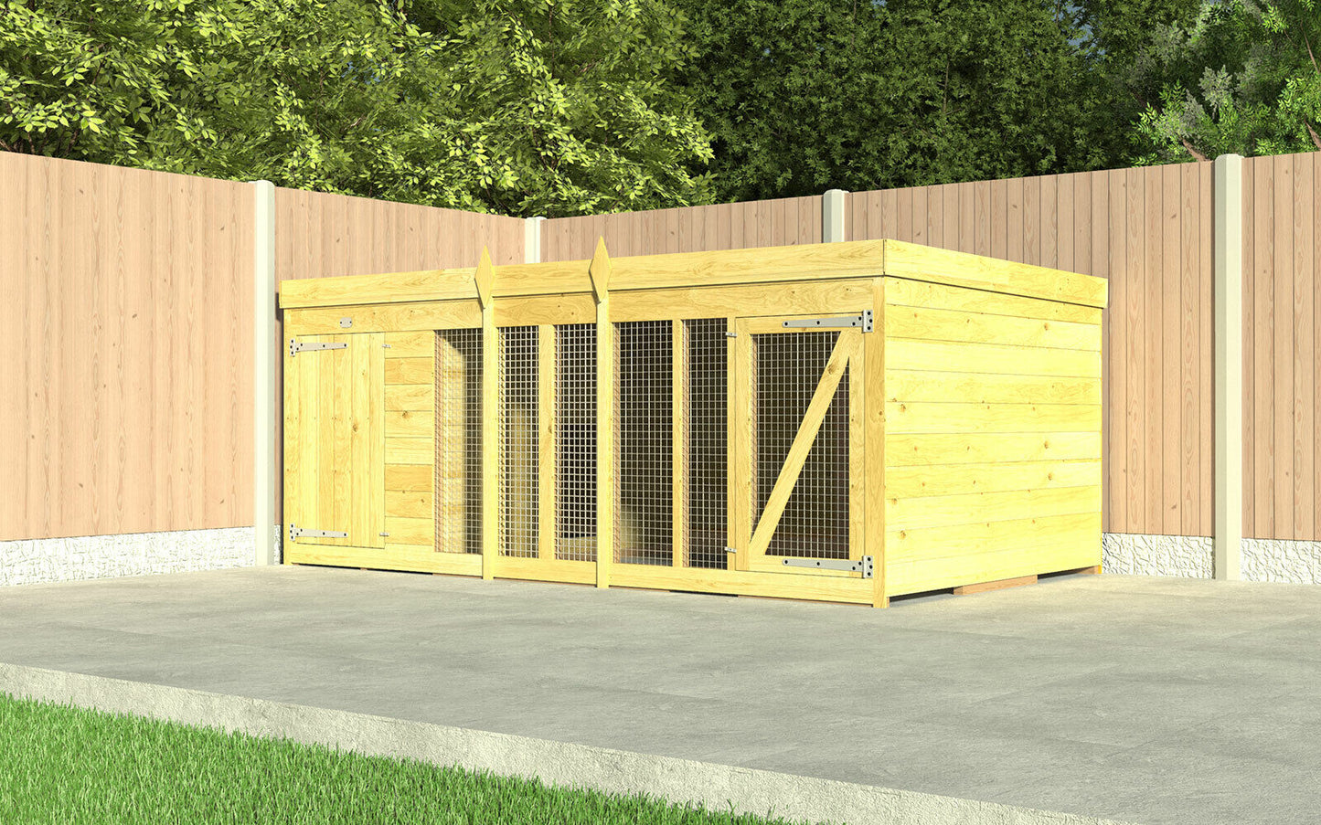 Dog Kennel & Run 10ft x 4ft Fully Pressure Treated with Tanalised Timber