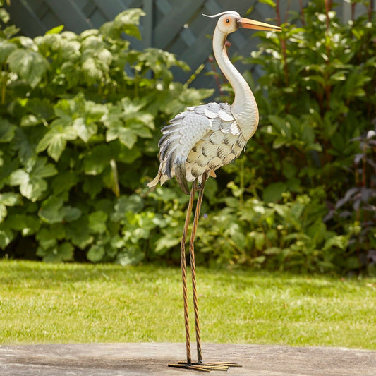 Metal Patio Ornament 87cm Heron Sculpture