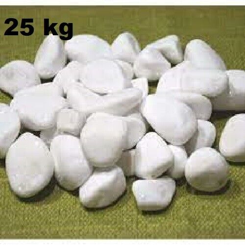 FOR HOME AND GARDEN - DECORATIVE MARBLE EXTRA WHITE STONES/PEBBLES 20-70MM