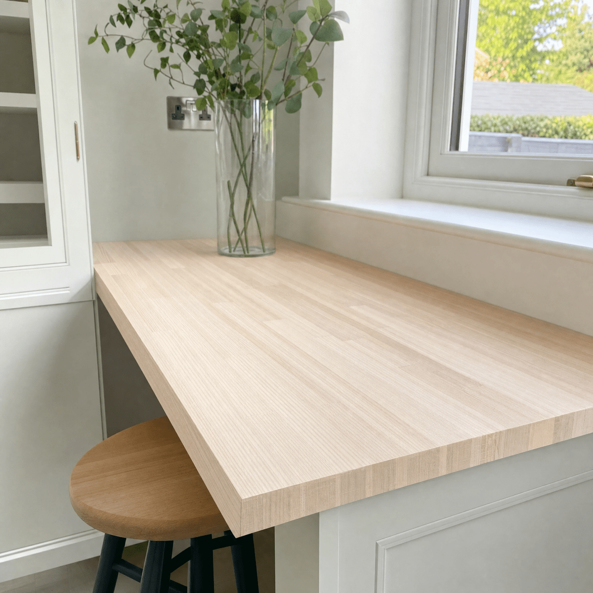 Solid Ash Kitchen Worktop 28mm – Pale Real Hardwood Ash Worktop, Cut to Size, Breakfast Bar, Kitchen Island & Upstand - Rackerman