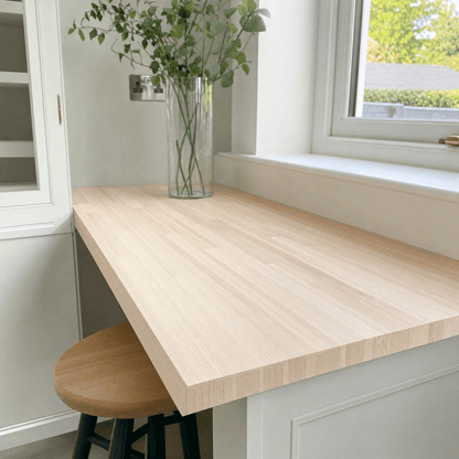 Solid Ash Kitchen Worktop 28mm – Pale Real Hardwood Ash Worktop, Cut to Size, Breakfast Bar, Kitchen Island & Upstand - Rackerman