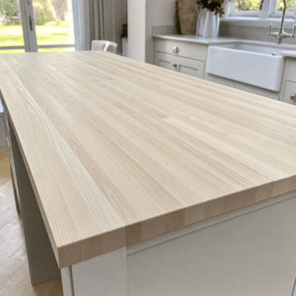 Solid Ash Kitchen Worktop 28mm – Pale Real Hardwood Ash Worktop, Cut to Size, Breakfast Bar, Kitchen Island & Upstand - Rackerman