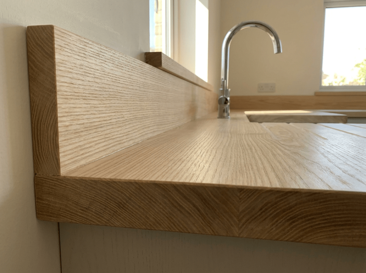 Solid Ash Kitchen Worktop 28mm – Pale Real Hardwood, Cut to Size - Rackerman