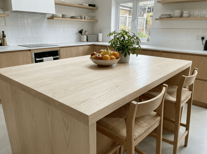 Solid Ash Kitchen Worktop 28mm – Pale Real Hardwood, Cut to Size - Rackerman